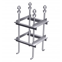 Анкерный блок, 2АК1, Ст3, 20х800 1.1 ГОСТ 24379.1-80(2012), Длина резьбы L=170, Болтов в блоке-2шт, Количество поясов-1, Материал пояса1 Уголок 50х50х5