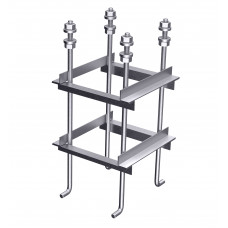 Анкерный блок, А-1, Ст3, 24х880 1.1 ГОСТ 24379.1-80(2012), Длина резьбы L=180, Болтов в блоке-4шт, Количество поясов-2, Материал пояса1 Уголок 50х50х5, Материал пояса2 Уголок 50х50х5