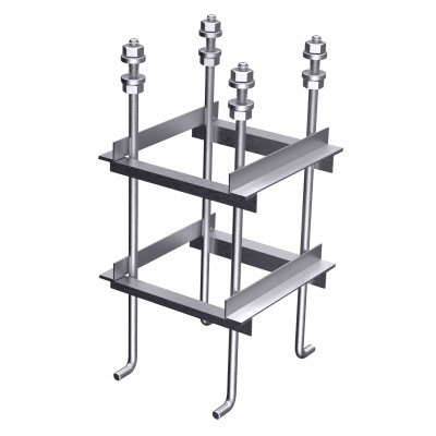 Анкерный блок, А-1, 09Г2С, 20х1120 1.1 ГОСТ 24379.1-80(2012), Длина резьбы L=100, Болтов в блоке-4шт, Количество поясов-2, Материал пояса1 Арматура D10