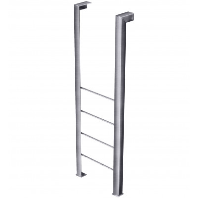 Стремянка Лм-4, Размер пластины или уголка 10х100х130, Диаметр и размер трубы 40х40х4, L=90, L=1890, Количество арматуры 6 арм., Размер арматуры Квадрат 20х520, Количество отверстий 8 отв., Диаметр отверстий D11, Марка стали Ст3